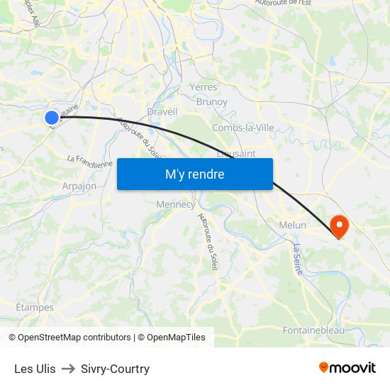 Les Ulis to Sivry-Courtry map