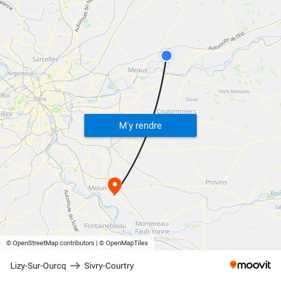 Lizy-Sur-Ourcq to Sivry-Courtry map