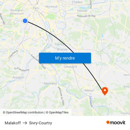 Malakoff to Sivry-Courtry map