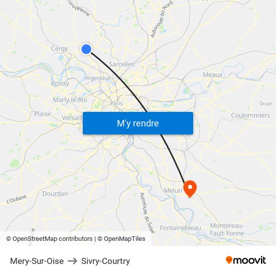 Mery-Sur-Oise to Sivry-Courtry map