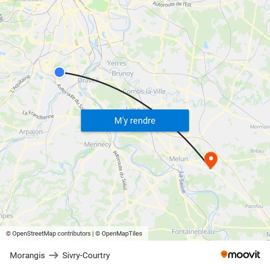 Morangis to Sivry-Courtry map