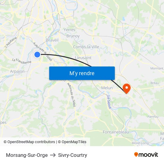 Morsang-Sur-Orge to Sivry-Courtry map