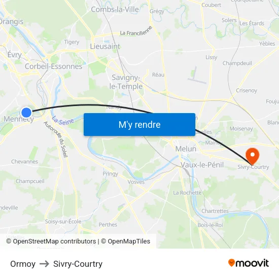 Ormoy to Sivry-Courtry map