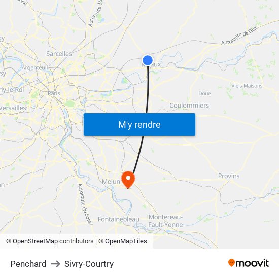 Penchard to Sivry-Courtry map