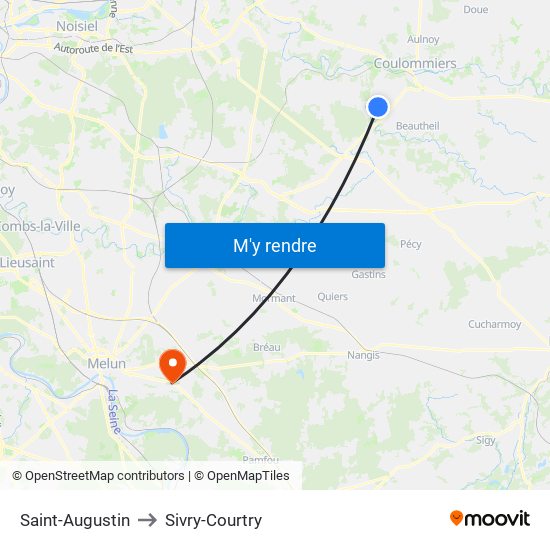 Saint-Augustin to Sivry-Courtry map