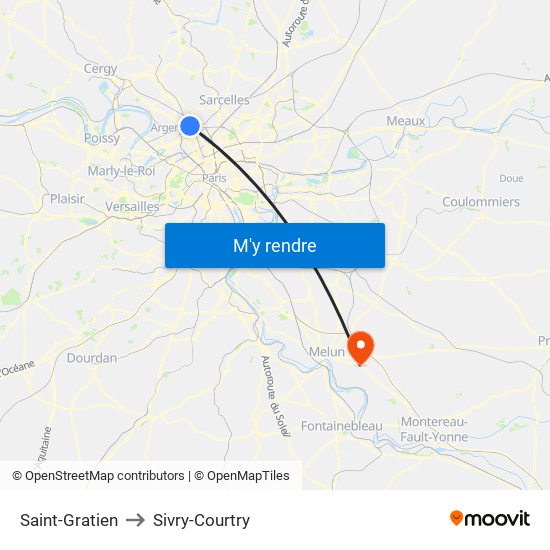 Saint-Gratien to Sivry-Courtry map