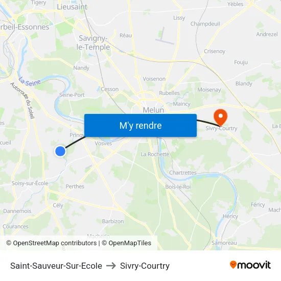 Saint-Sauveur-Sur-Ecole to Sivry-Courtry map