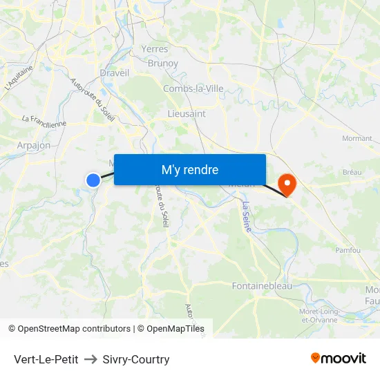 Vert-Le-Petit to Sivry-Courtry map