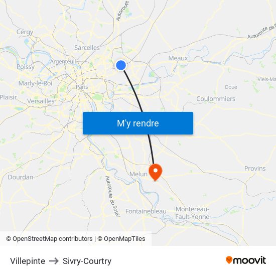 Villepinte to Sivry-Courtry map