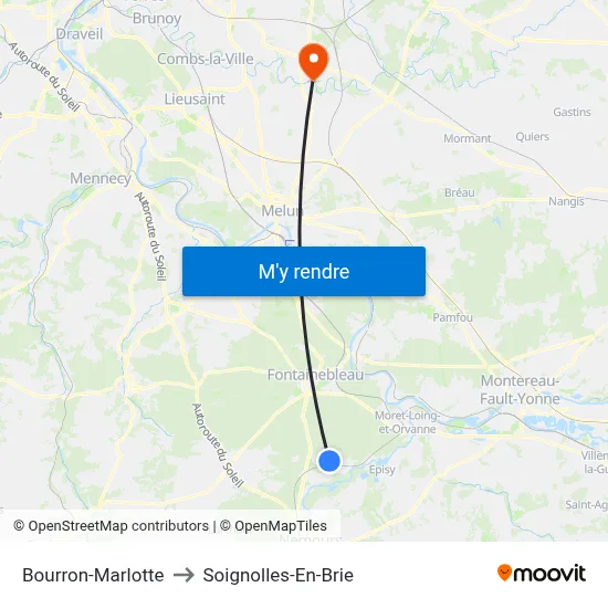 Bourron-Marlotte to Soignolles-En-Brie map