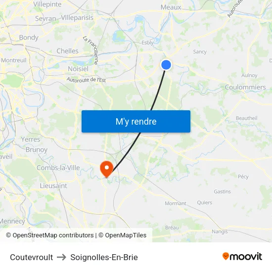 Coutevroult to Soignolles-En-Brie map