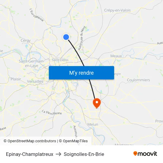 Epinay-Champlatreux to Soignolles-En-Brie map