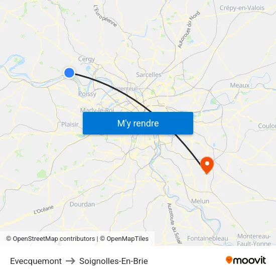 Evecquemont to Soignolles-En-Brie map