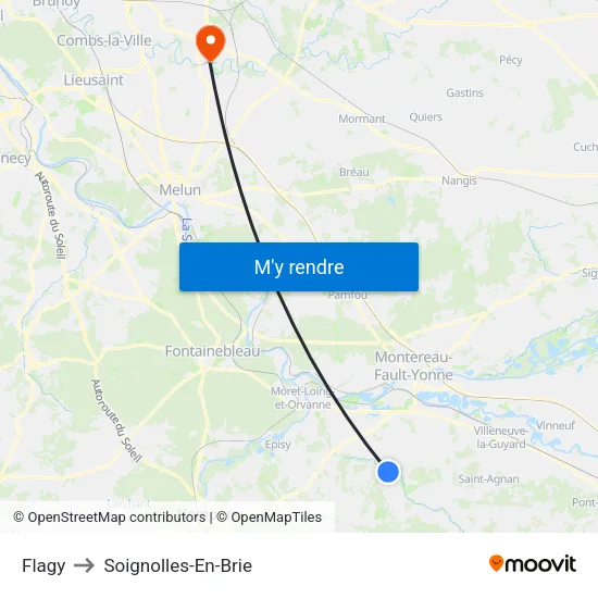 Flagy to Soignolles-En-Brie map