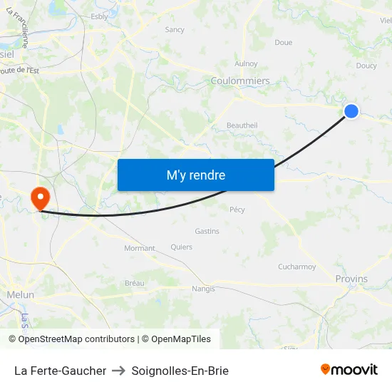La Ferte-Gaucher to Soignolles-En-Brie map