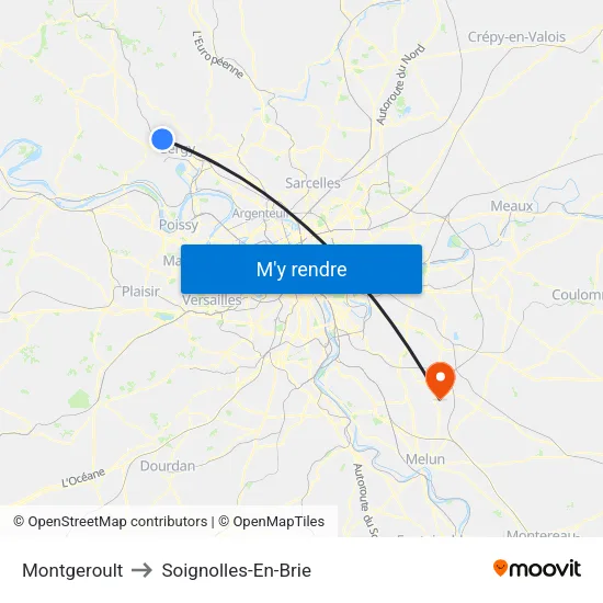 Montgeroult to Soignolles-En-Brie map