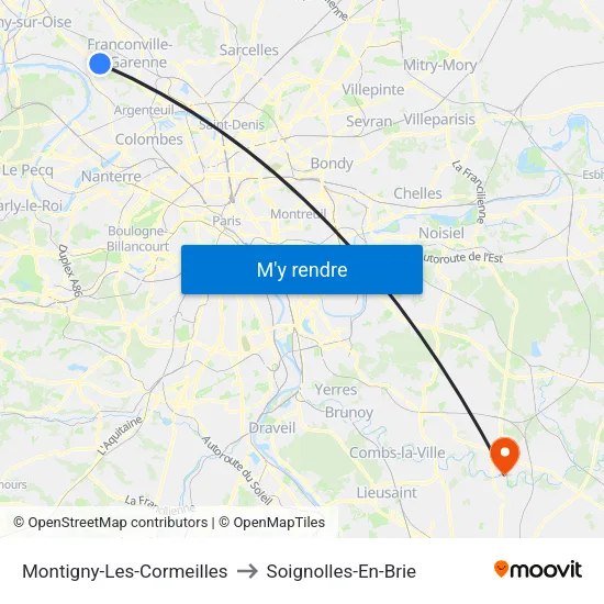 Montigny-Les-Cormeilles to Soignolles-En-Brie map