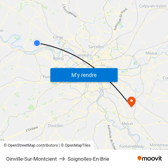 Oinville-Sur-Montcient to Soignolles-En-Brie map