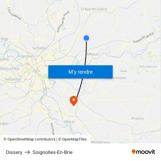 Oissery to Soignolles-En-Brie map