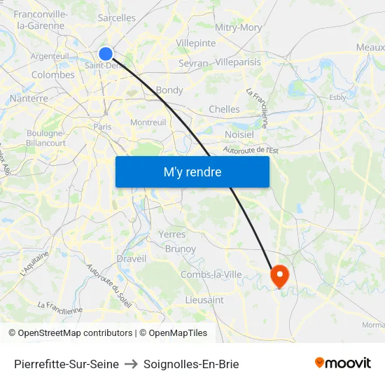 Pierrefitte-Sur-Seine to Soignolles-En-Brie map