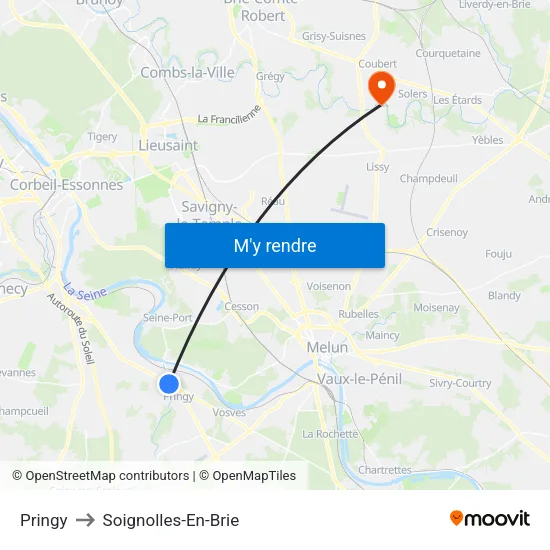 Pringy to Soignolles-En-Brie map