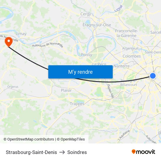 Strasbourg-Saint-Denis to Soindres map