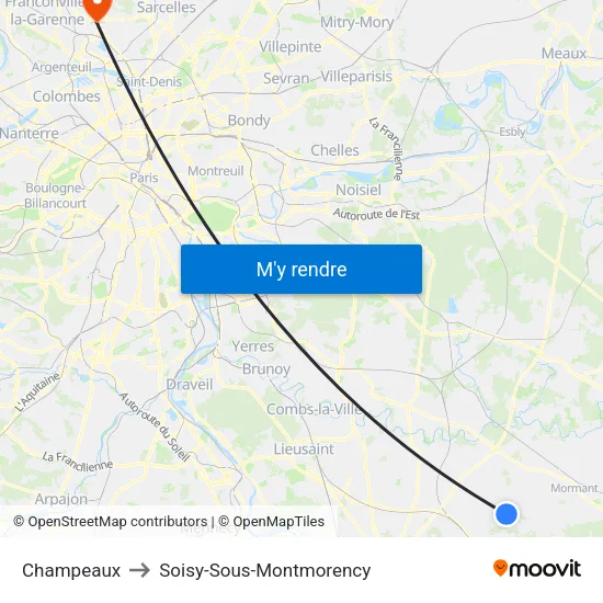 Champeaux to Soisy-Sous-Montmorency map