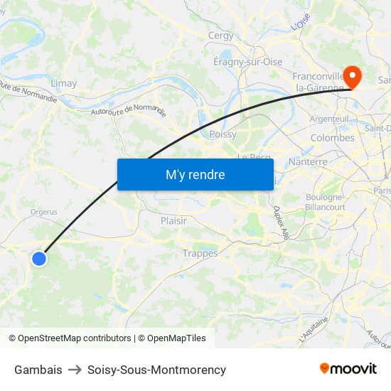 Gambais to Soisy-Sous-Montmorency map