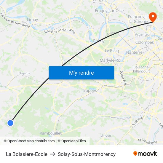 La Boissiere-Ecole to Soisy-Sous-Montmorency map