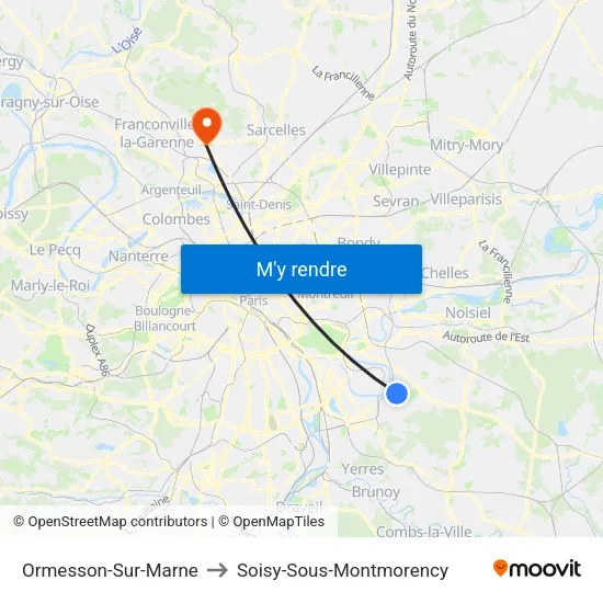 Ormesson-Sur-Marne to Soisy-Sous-Montmorency map