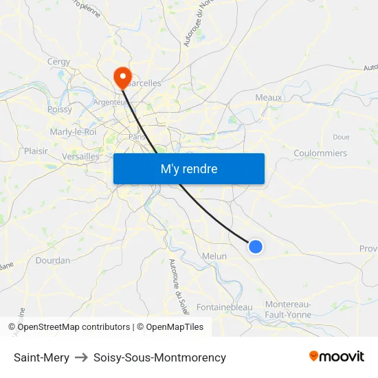 Saint-Mery to Soisy-Sous-Montmorency map