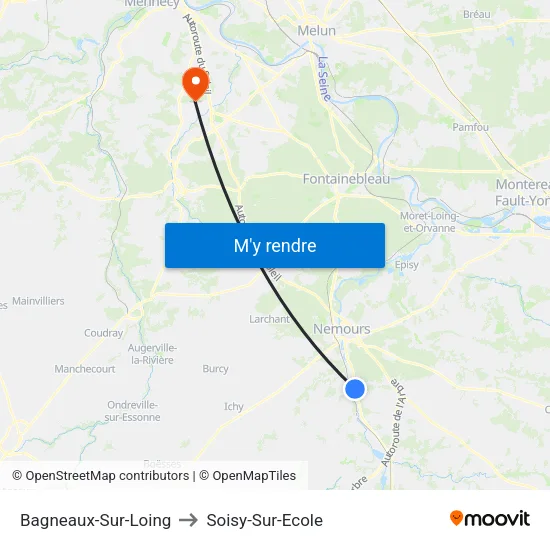 Bagneaux-Sur-Loing to Soisy-Sur-Ecole map