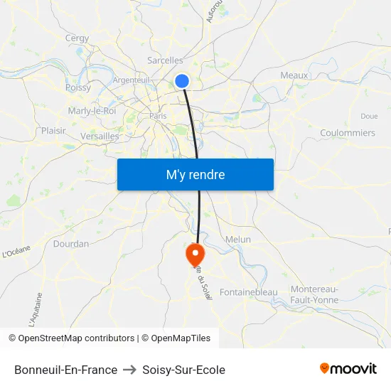 Bonneuil-En-France to Soisy-Sur-Ecole map