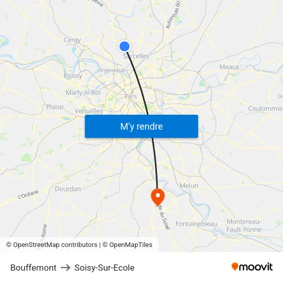Bouffemont to Soisy-Sur-Ecole map