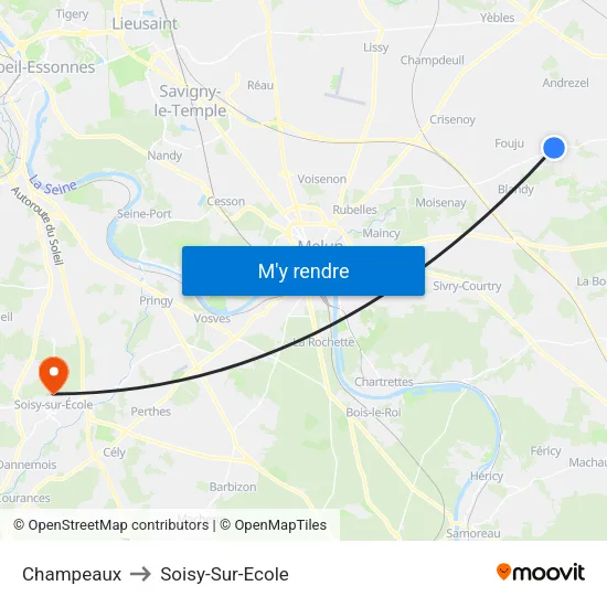 Champeaux to Soisy-Sur-Ecole map
