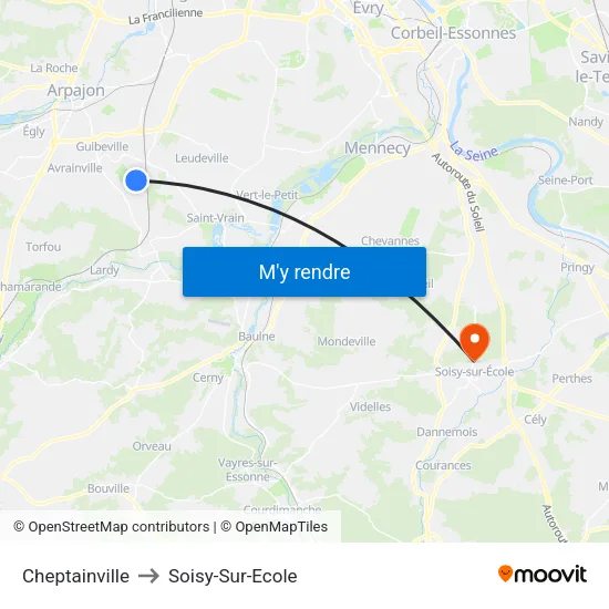 Cheptainville to Soisy-Sur-Ecole map