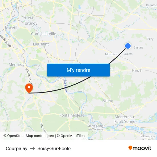 Courpalay to Soisy-Sur-Ecole map