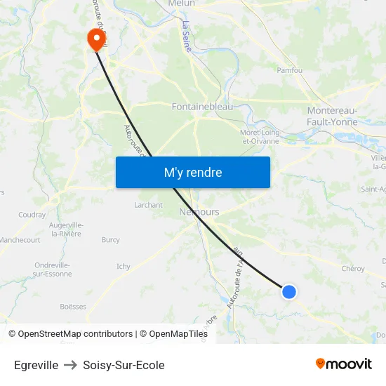 Egreville to Soisy-Sur-Ecole map