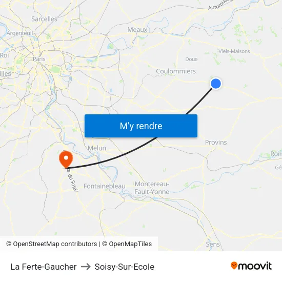 La Ferte-Gaucher to Soisy-Sur-Ecole map