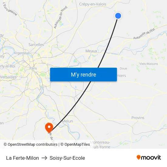La Ferte-Milon to Soisy-Sur-Ecole map