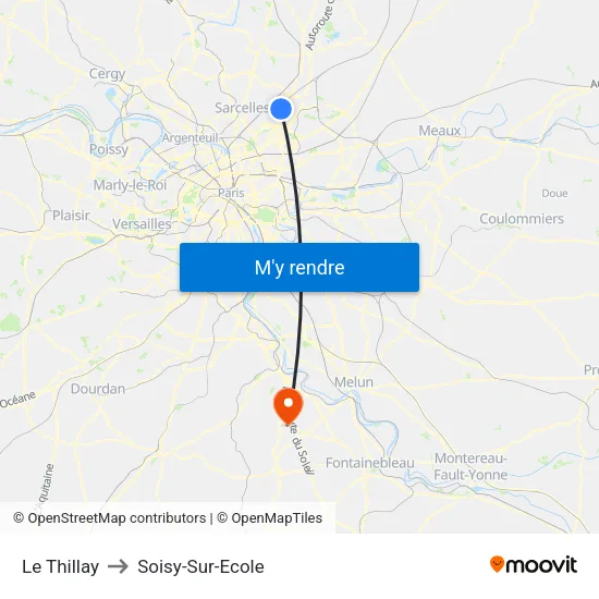 Le Thillay to Soisy-Sur-Ecole map