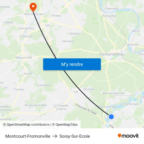 Montcourt-Fromonville to Soisy-Sur-Ecole map