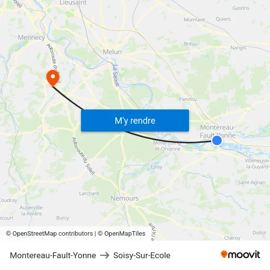 Montereau-Fault-Yonne to Soisy-Sur-Ecole map