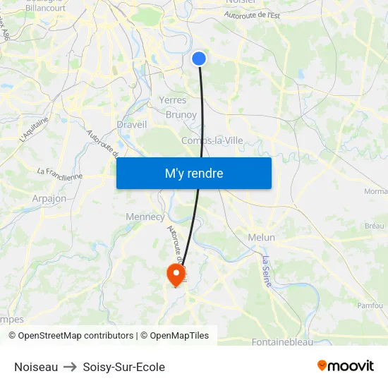 Noiseau to Soisy-Sur-Ecole map