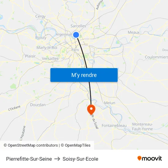 Pierrefitte-Sur-Seine to Soisy-Sur-Ecole map