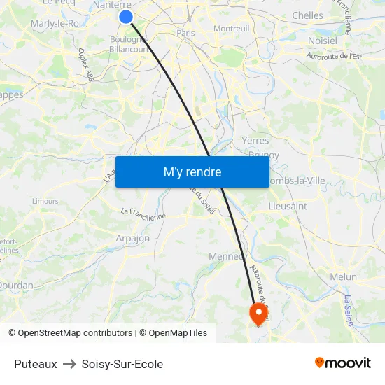 Puteaux to Soisy-Sur-Ecole map