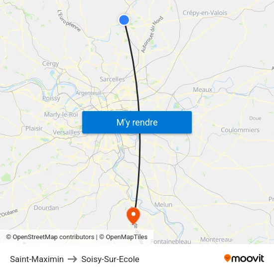 Saint-Maximin to Soisy-Sur-Ecole map