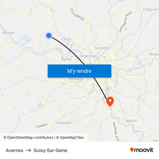 Avernes to Soisy-Sur-Seine map