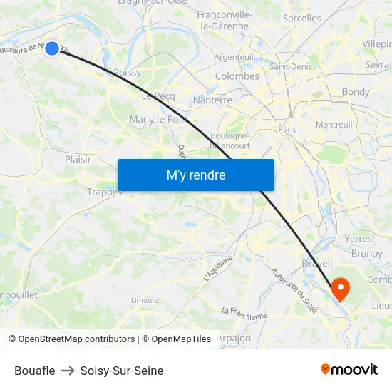 Bouafle to Soisy-Sur-Seine map