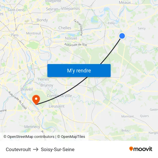 Coutevroult to Soisy-Sur-Seine map
